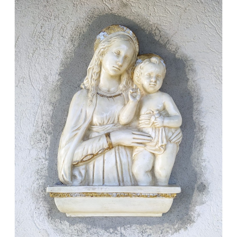Madonna and Child Patinated and Gilded Ceramic